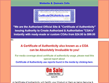 Tablet Screenshot of certificateofauthenticity.com